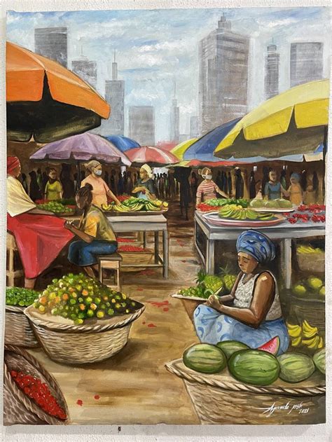 market drawing watercolor